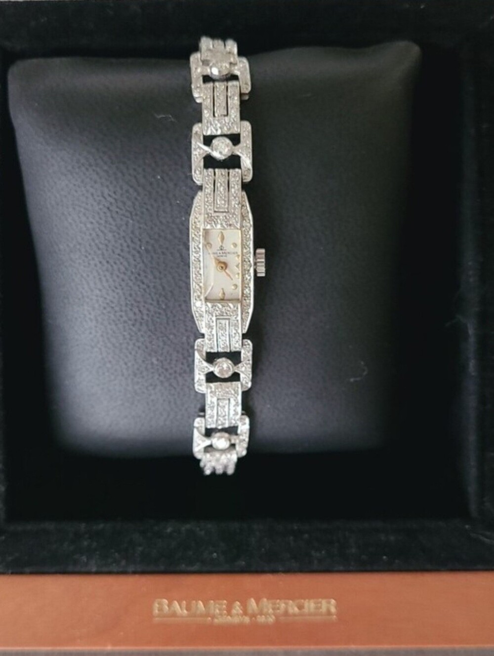 Baume & Mercier Handmade 1930s Art Deco Diamond & Platinum Wristwatch